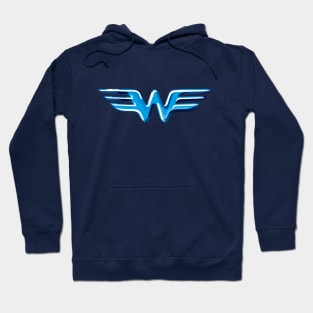 Letter W Flying Bird Wings with Embossed sparkling Metallic Effect Hoodie